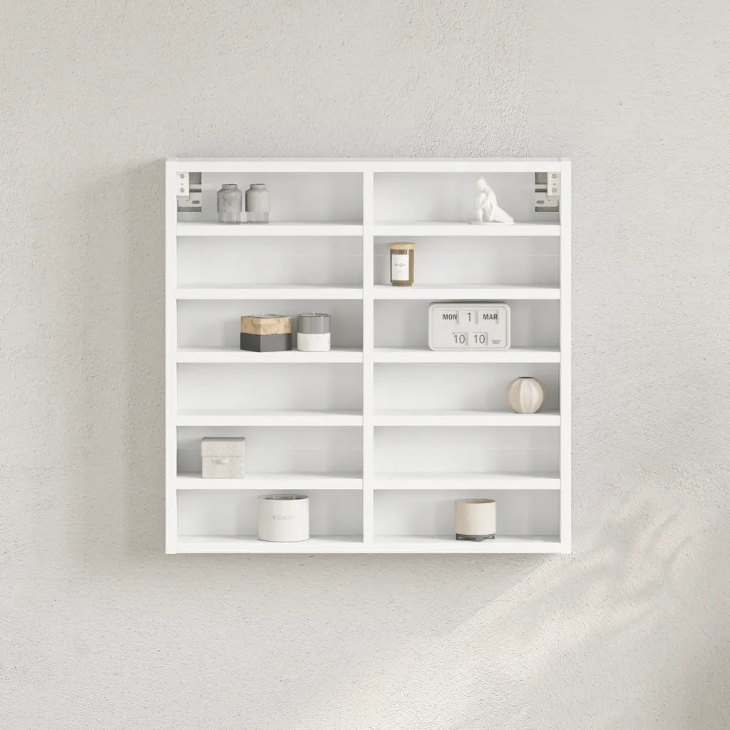 Armadietto con Vetrina Bianco 60x8,5x58 cm Legno Multistrato 847961