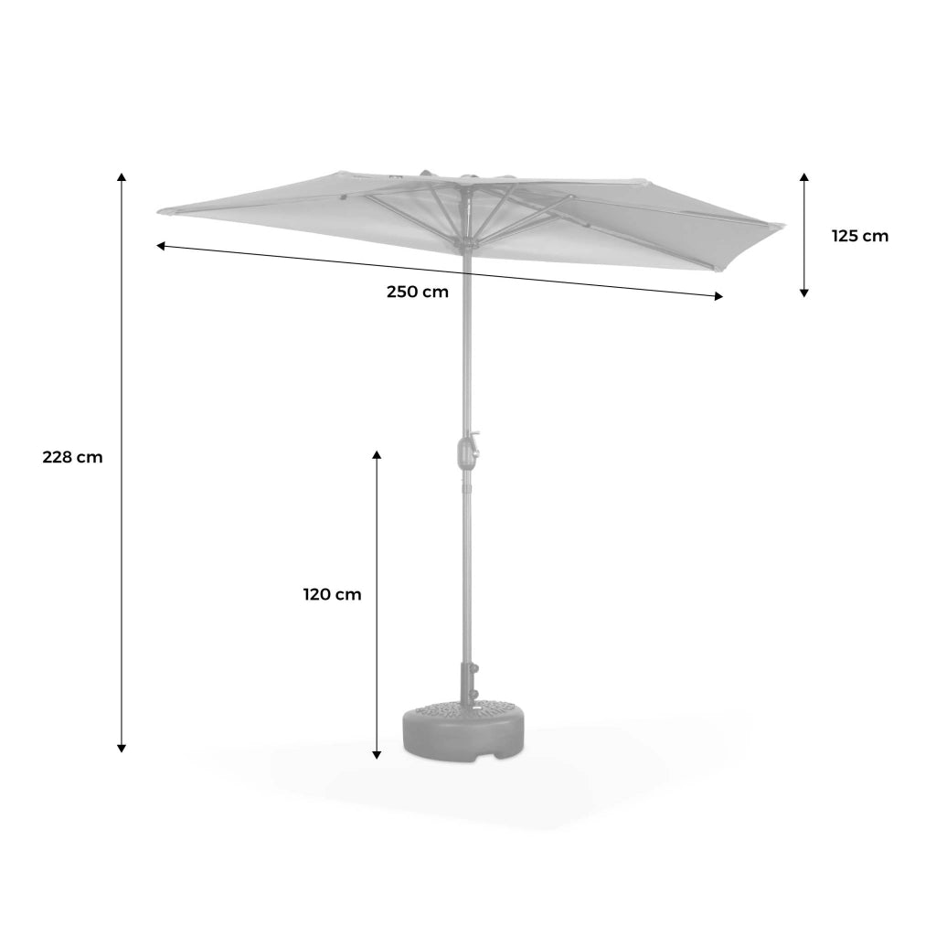 Mezzo ombrellone rotondo, ø2,5m, grigio