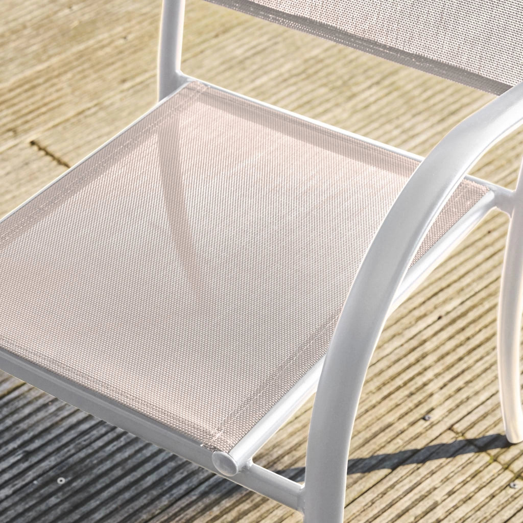Set 4 sedie da giardino in alluminio e textilene, bianco