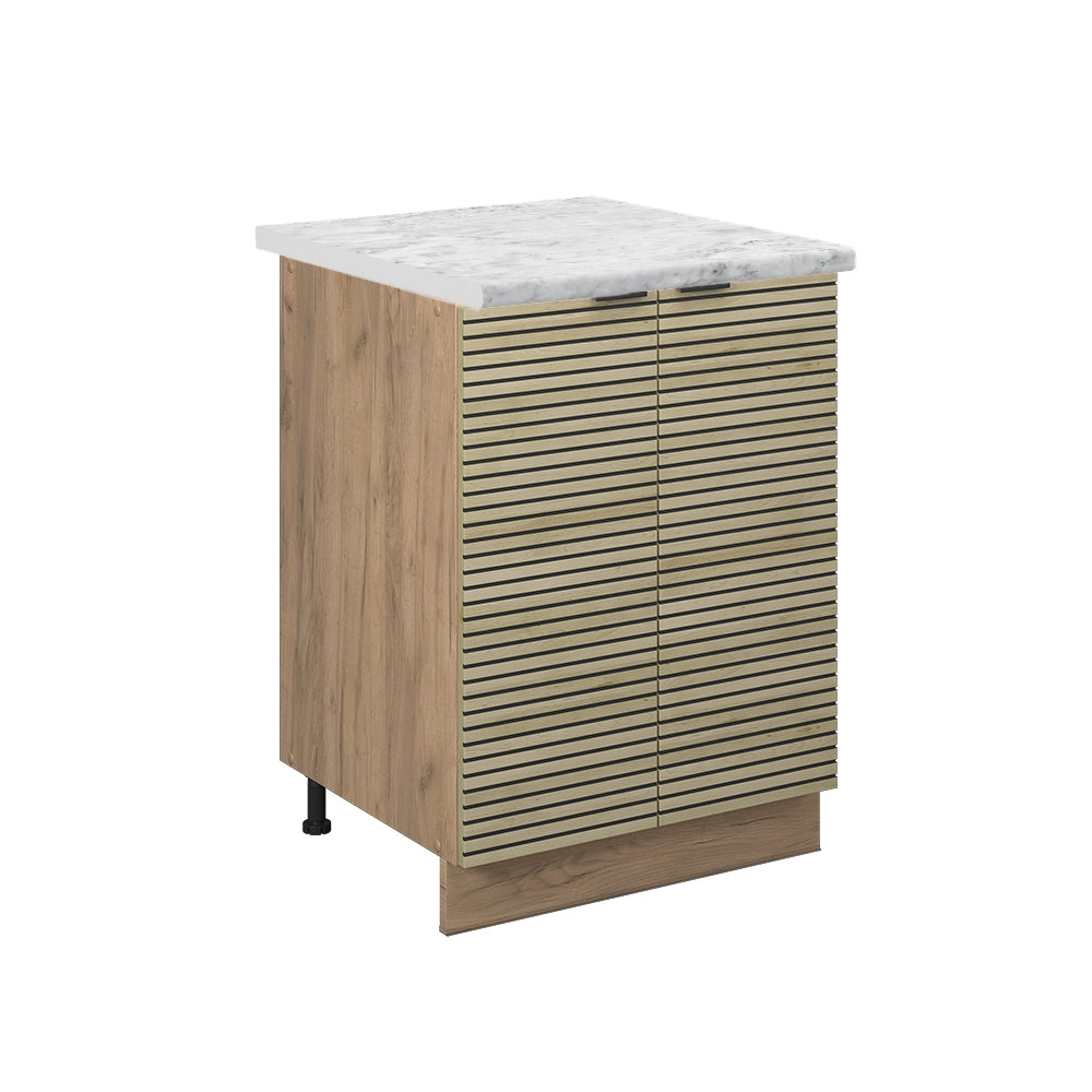 Mobiletto base cucina Fame-Line Pannello in quercia/Rovere dorato 60 cm, PL Marmo Vicco