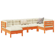 Set Divani Giardino 6pz con Cuscini Marrone Cera Massello Pino 3299527