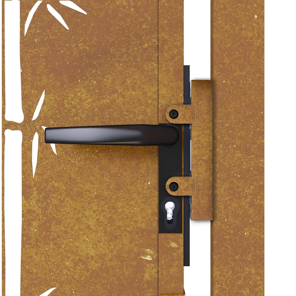Cancello da giardino 100x75 cm in acciaio Corten e design in bambù 153184