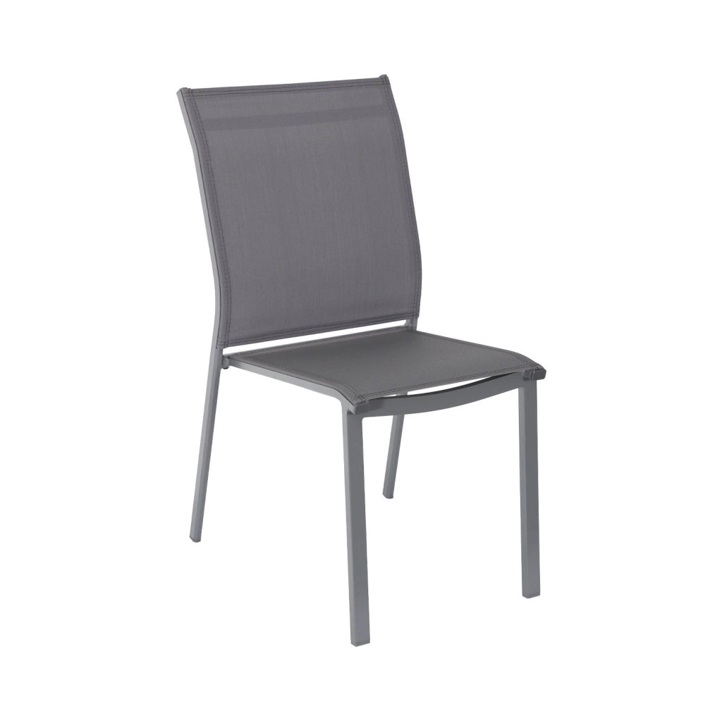 Set 4 sedie da giardino impilabili in alluminio e textilene, antracite
