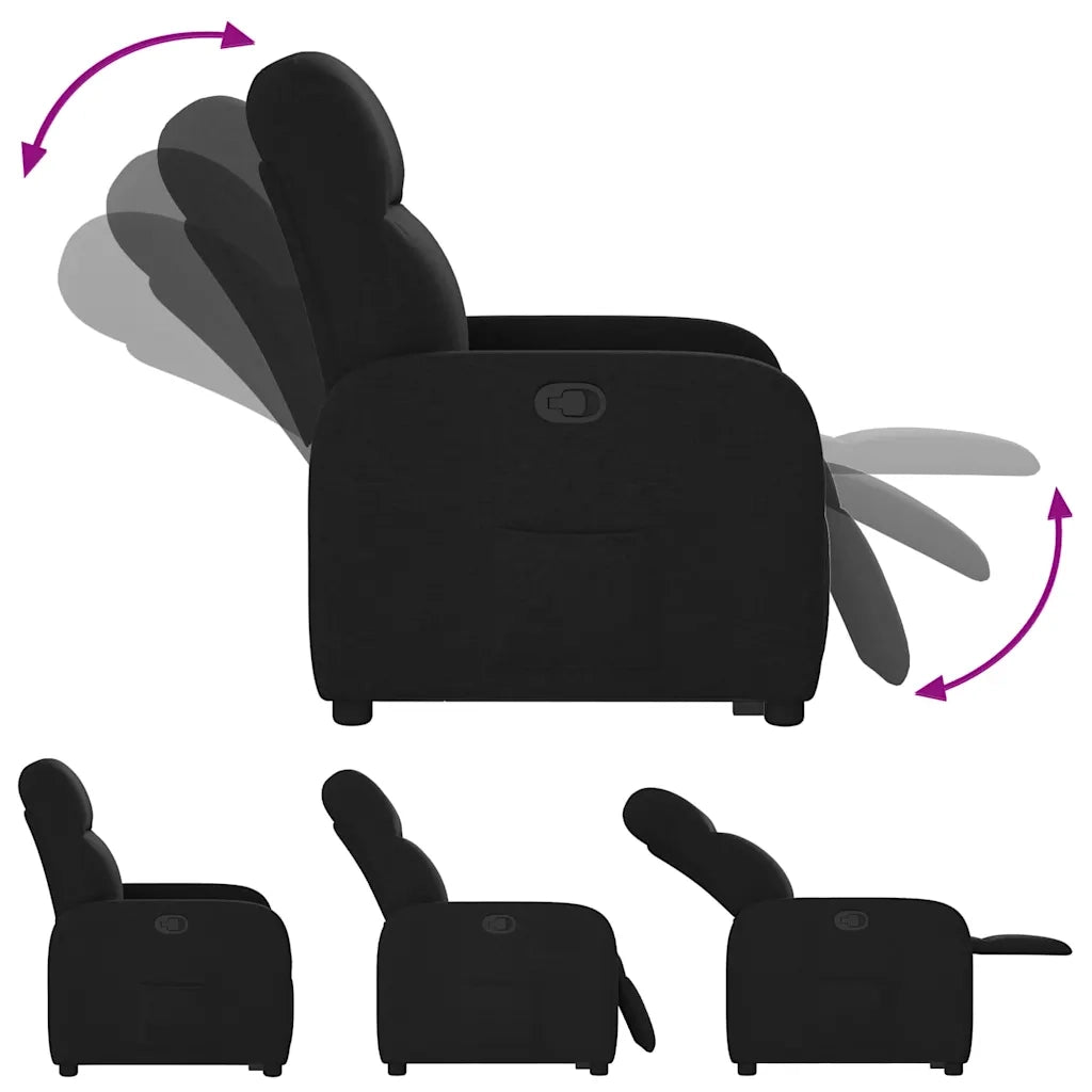 Poltrona Alzapersona Reclinabile Nera in Tessuto 3302974
