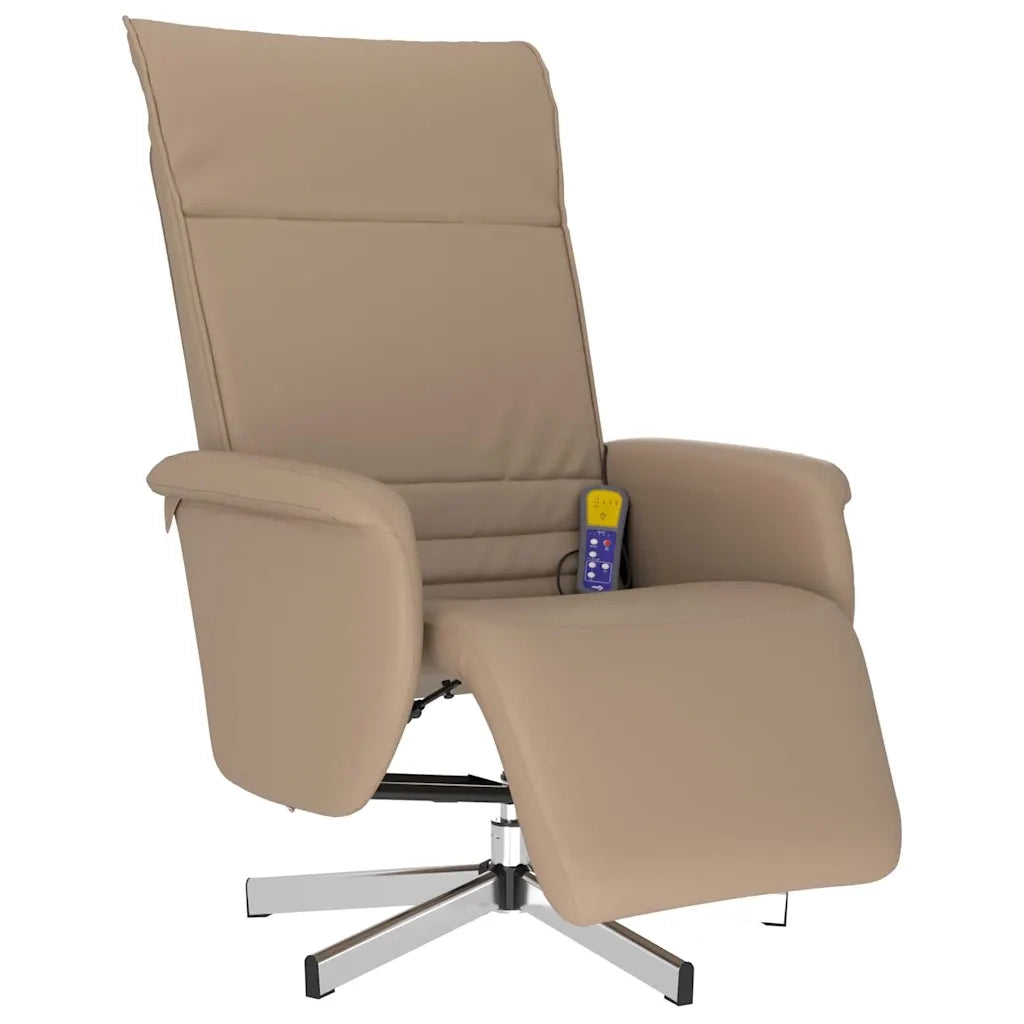 Poltrona Reclinabile Massaggi Poggiapiedi Cappuccino Similpelle 356652