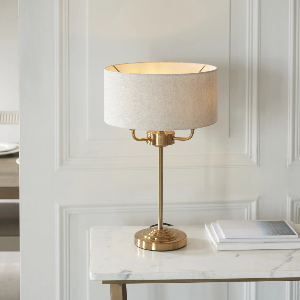Lampada da tavolo Highclere 3 luci ottone vintage E14
