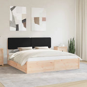 Letto con Testiera Rivestita-Struttura Letto con Testiera Nero 200 x 200 cm Pino massello 226882