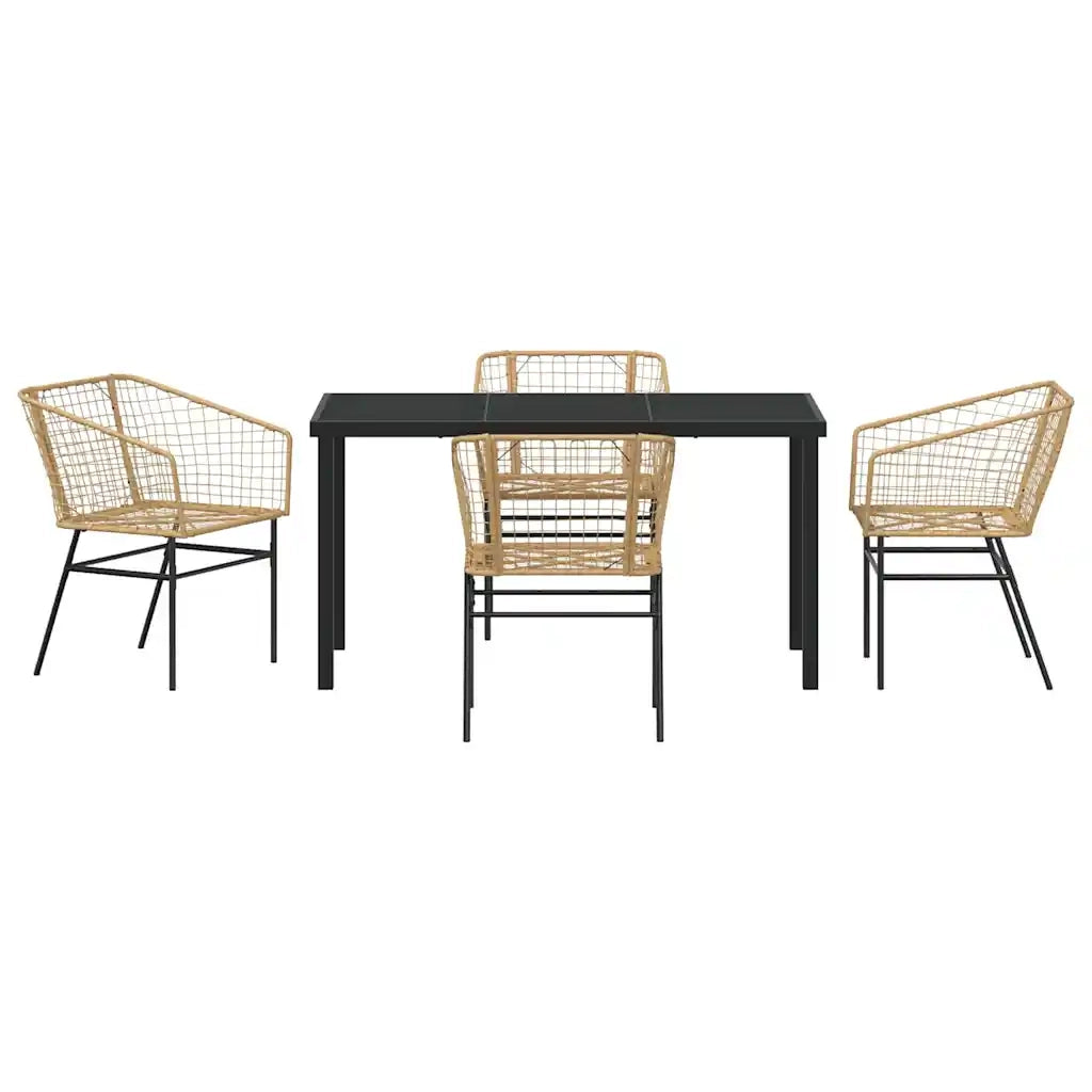 Set da Pranzo per Giardino 5 pcs Marrone polyrattan