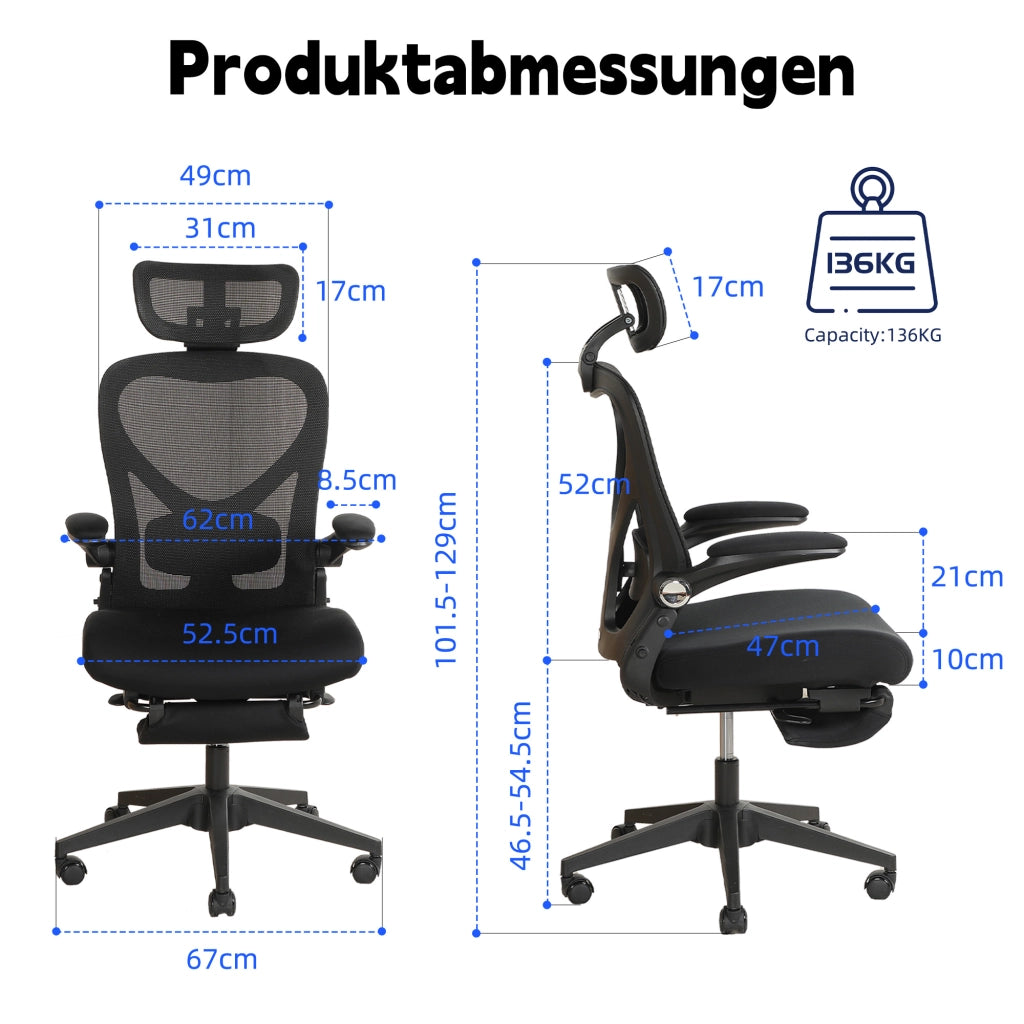 Sedia da ufficio ergonomica pieghevole ¨C Zephmum ¨C nera
