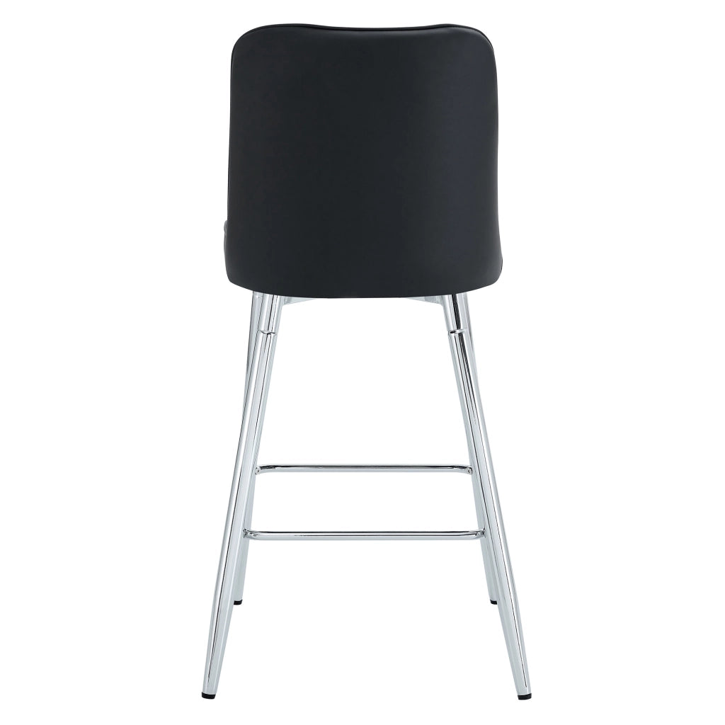 Set 2 Sgabelli da Bar ¨C MINIMAL ¨C Similpelle Nera, Struttura Metallo, 100 cm