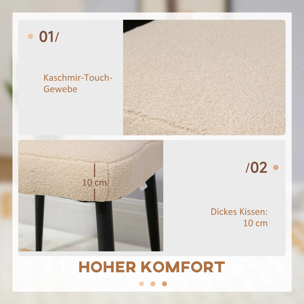 Pouf Sedile Imbottito Beige ¨C Zephmum ¨C Tessuto Boucl¨¦