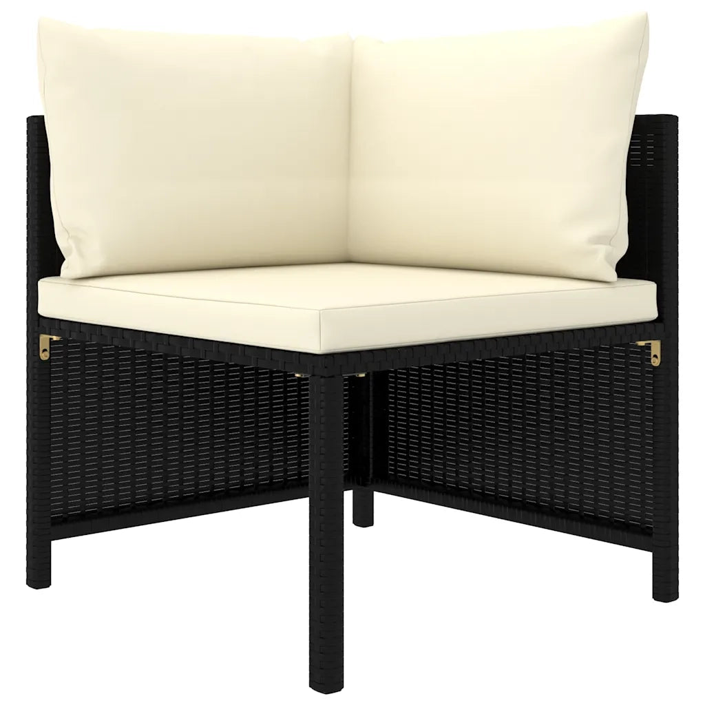 Set Divani da Giardino 7 pz | Set Salotto da Giardino con Cuscini in Polyrattan Nero