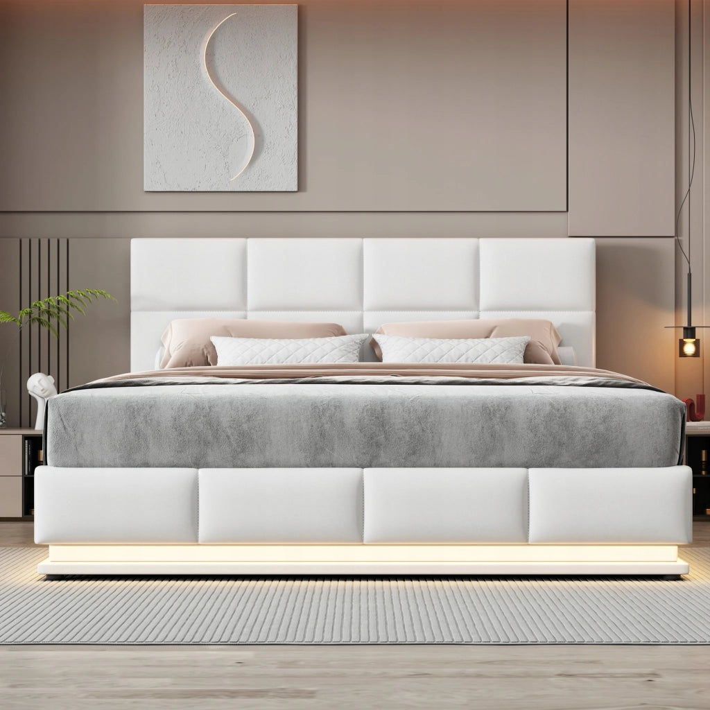 Letto imbottito - Xylo - 180x200 - LED idraulico bianco