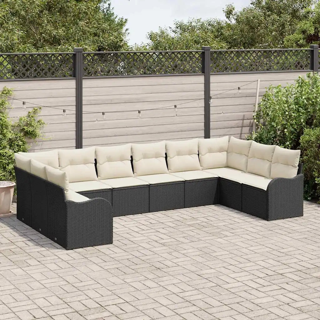 Set Divano da Giardino Nero 344 x 177,5 x 85 cm polyrattan 3345877