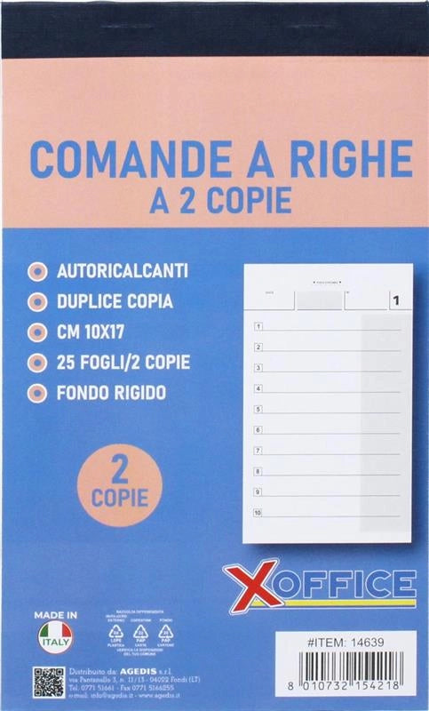 BUONI COMANDE A RIGHE 2 COPIE AUTORICALCANTI 25 FOGLI
