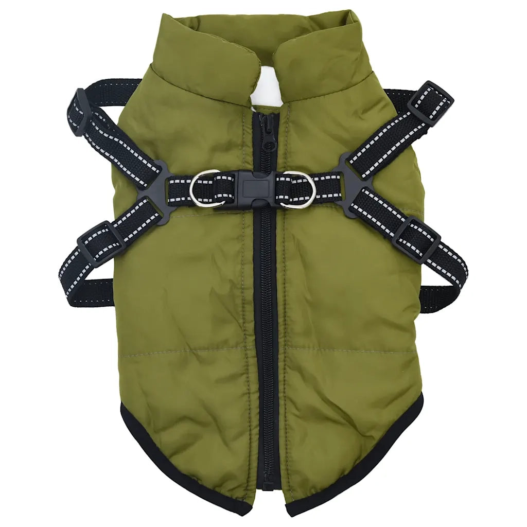 Cappotto Cani Imbracatura Impermeabile Riflettente Verde L24 4019892