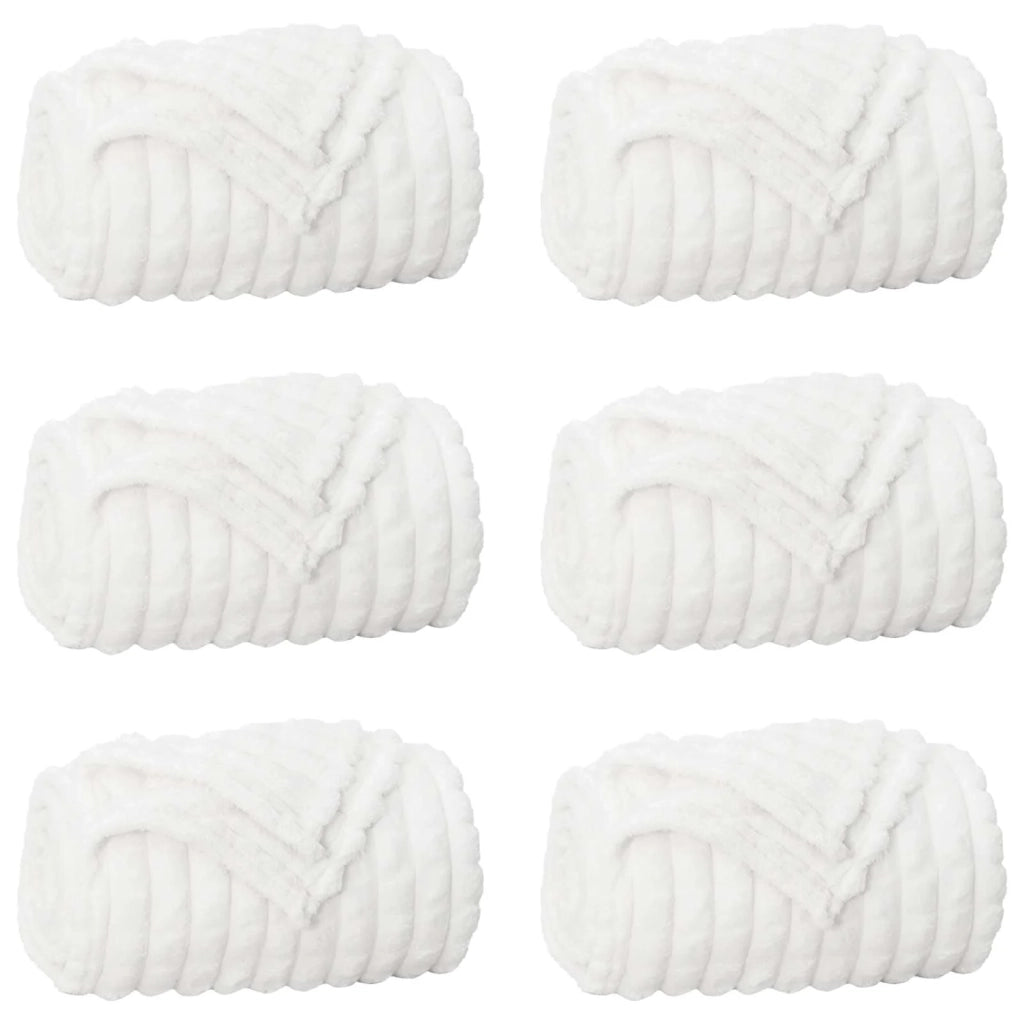 Coperte da Pile 6 pcs Bianco 240 x 220 cm Panno