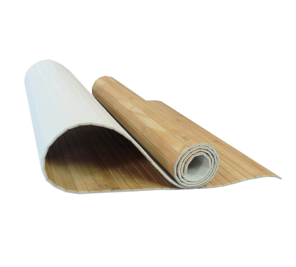 Tappeto Passatoia In Vero Bamboo Tappeto Cucina Ingresso In Legno Antiscivolo Aderente Lavabile E Antimacchia Tagliabile  - Naturale - 50x400 cm