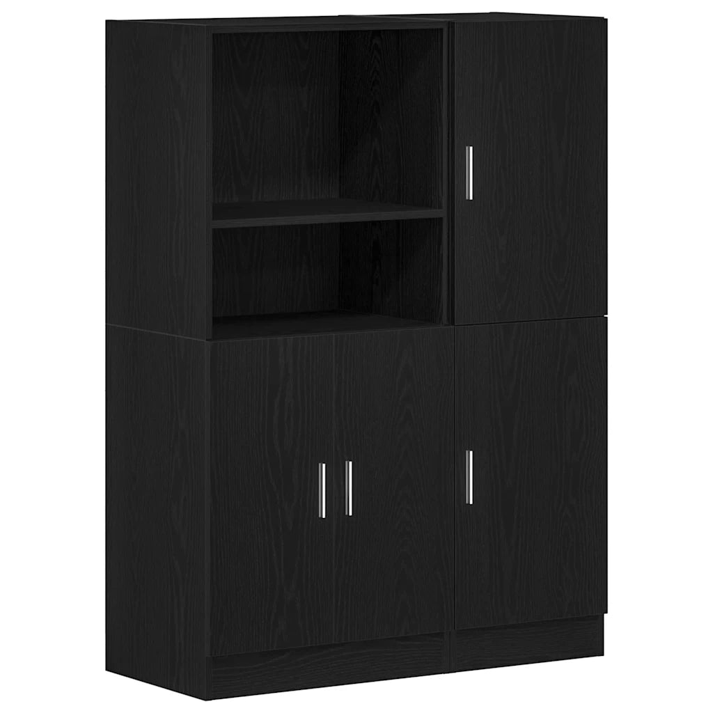 Set di Armadio pensile | Mobili da Cucina 2 pz Nero in Truciolato