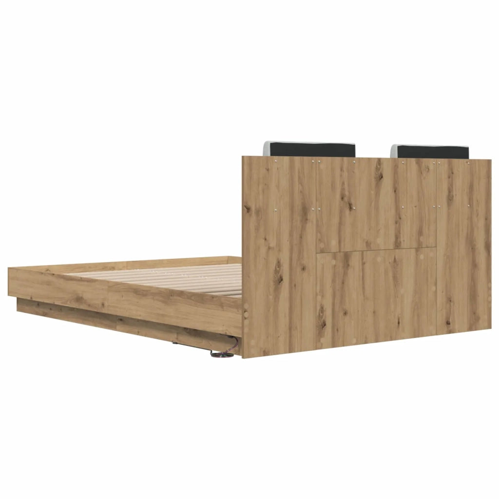 Struttura letto con testata-Giroletto Rovere artigianale 140 x 200 cm
