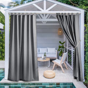 Baliutensili per esterni - Impermeabili - Adatti per balconi e terrazze - 2 pannelli - 140B x 213H cm - Nastro adesivo - Grigio - Tendaggi per giardino