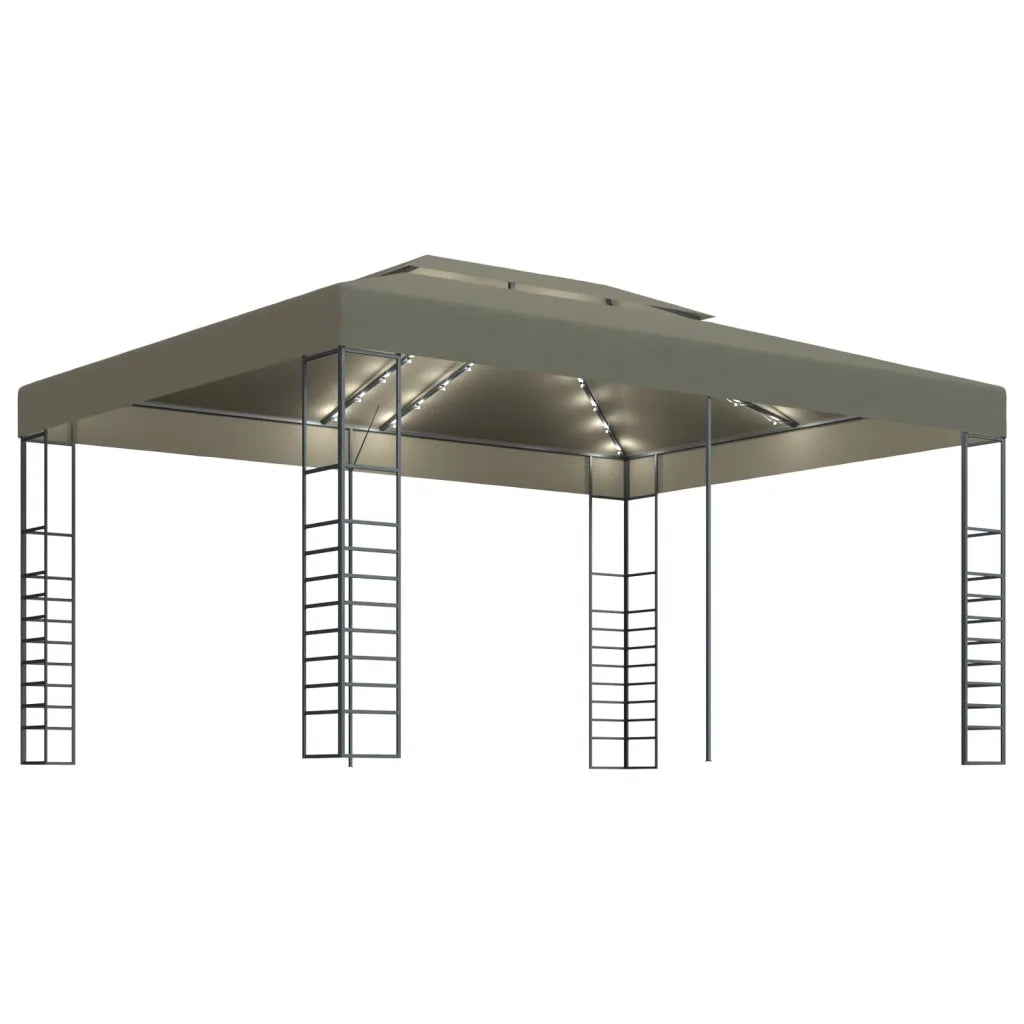 Gazebo | Pergolato con Luci LED a Stringa 3x4 m Grigio Talpa
