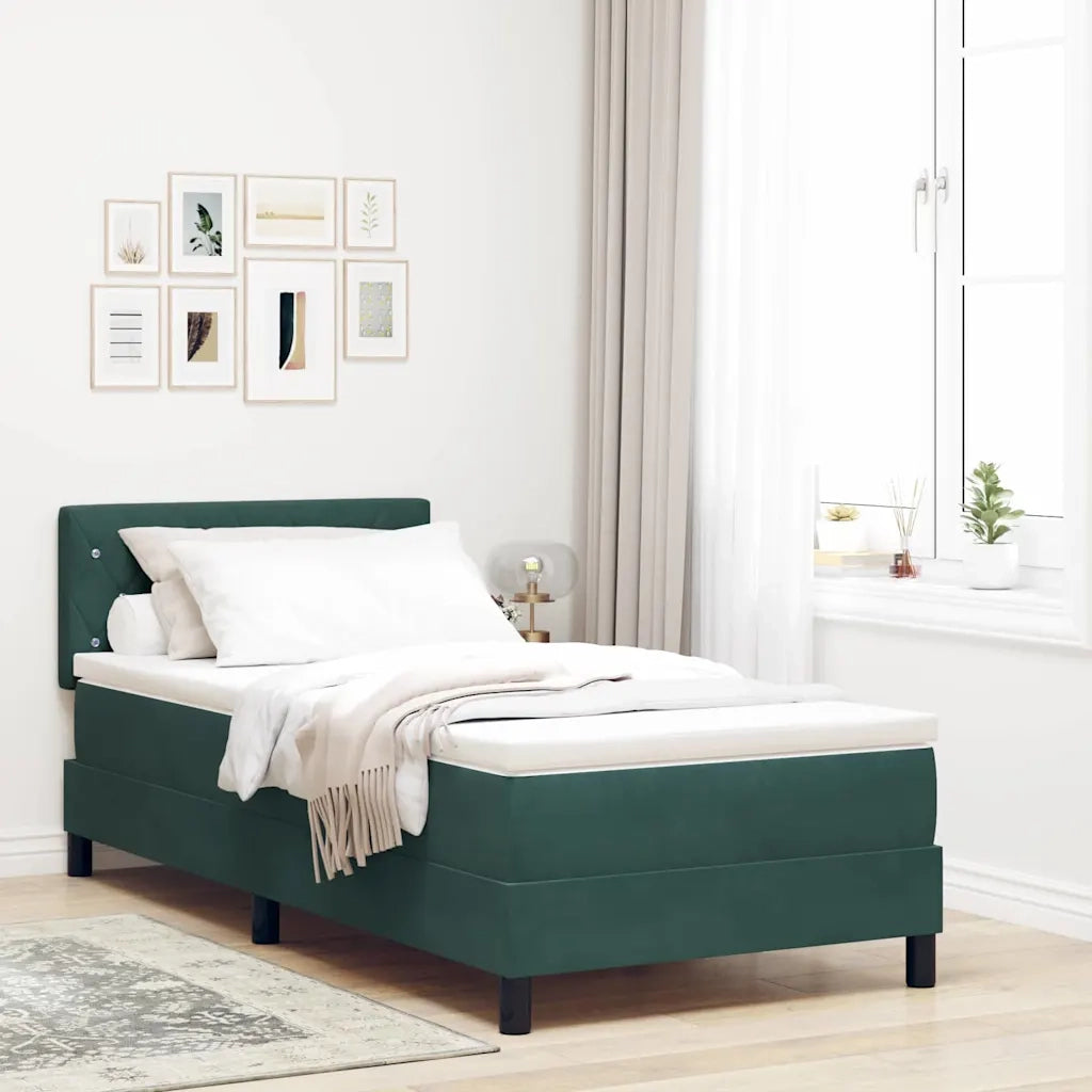 Letto a Sorgente LED con led Verde Scuro 100 x 200 cm Velluto 3342569