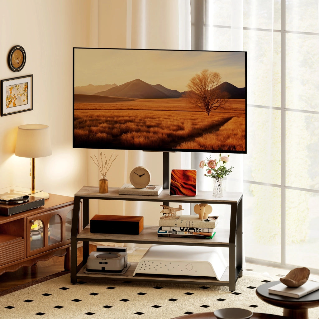 Mobile TV per TV fino a 72 pollici con 2 ripiani aperti ¨C zephmum ¨C 110x43x150 cm grigio
