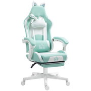 Sedia da Gaming Reclinabile con Poggiapiedi ¨C Xylo ¨C Finta Pelle Bianco e Blu 65x62x116-124cm