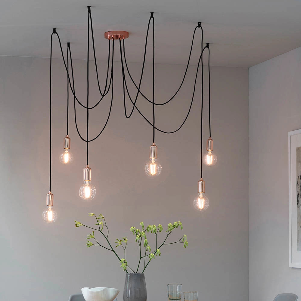 Lampada a sospensione industriale rame 6xE27 Endon