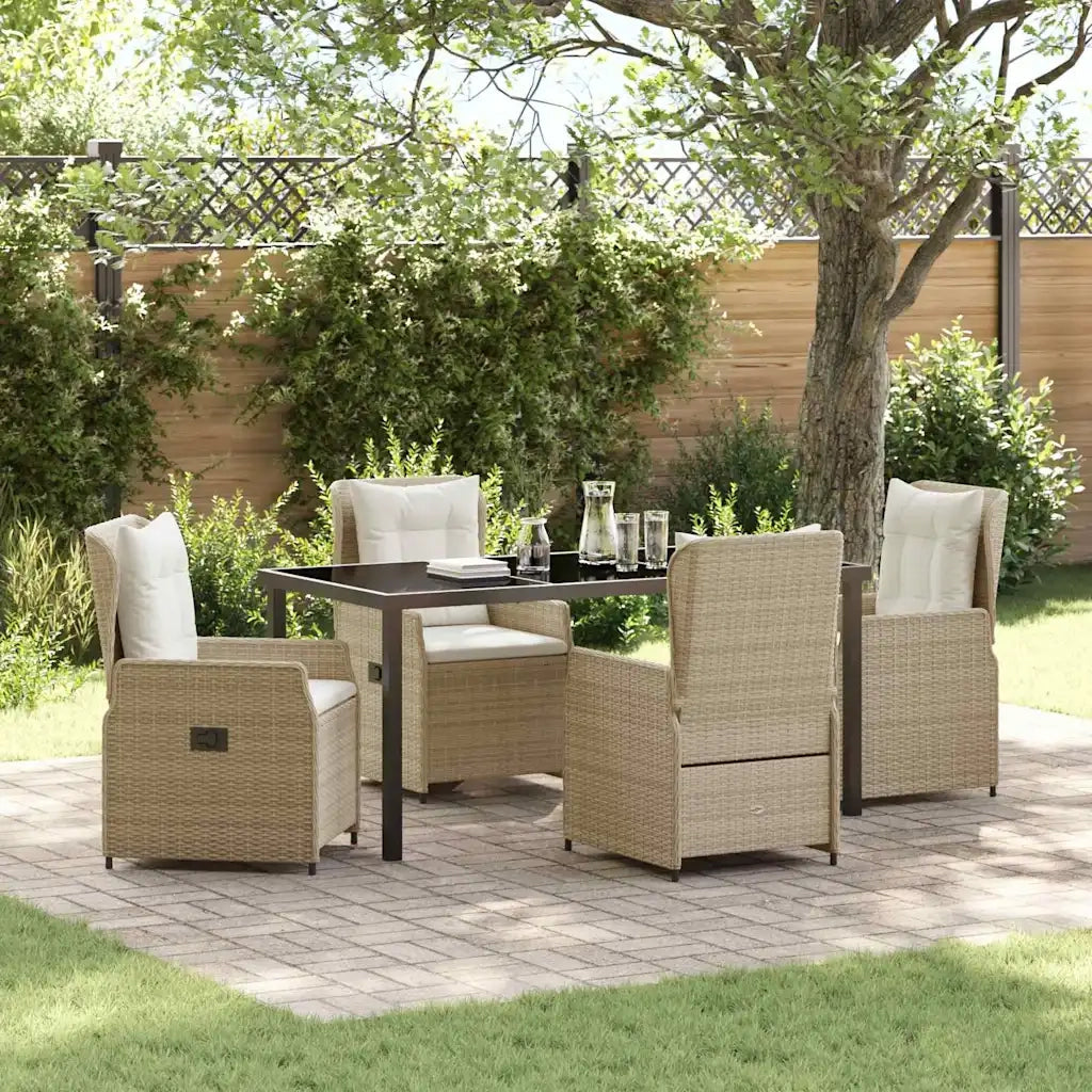Set da Pranzo per Giardino 5 pcs Beige e Grigio Chiaro