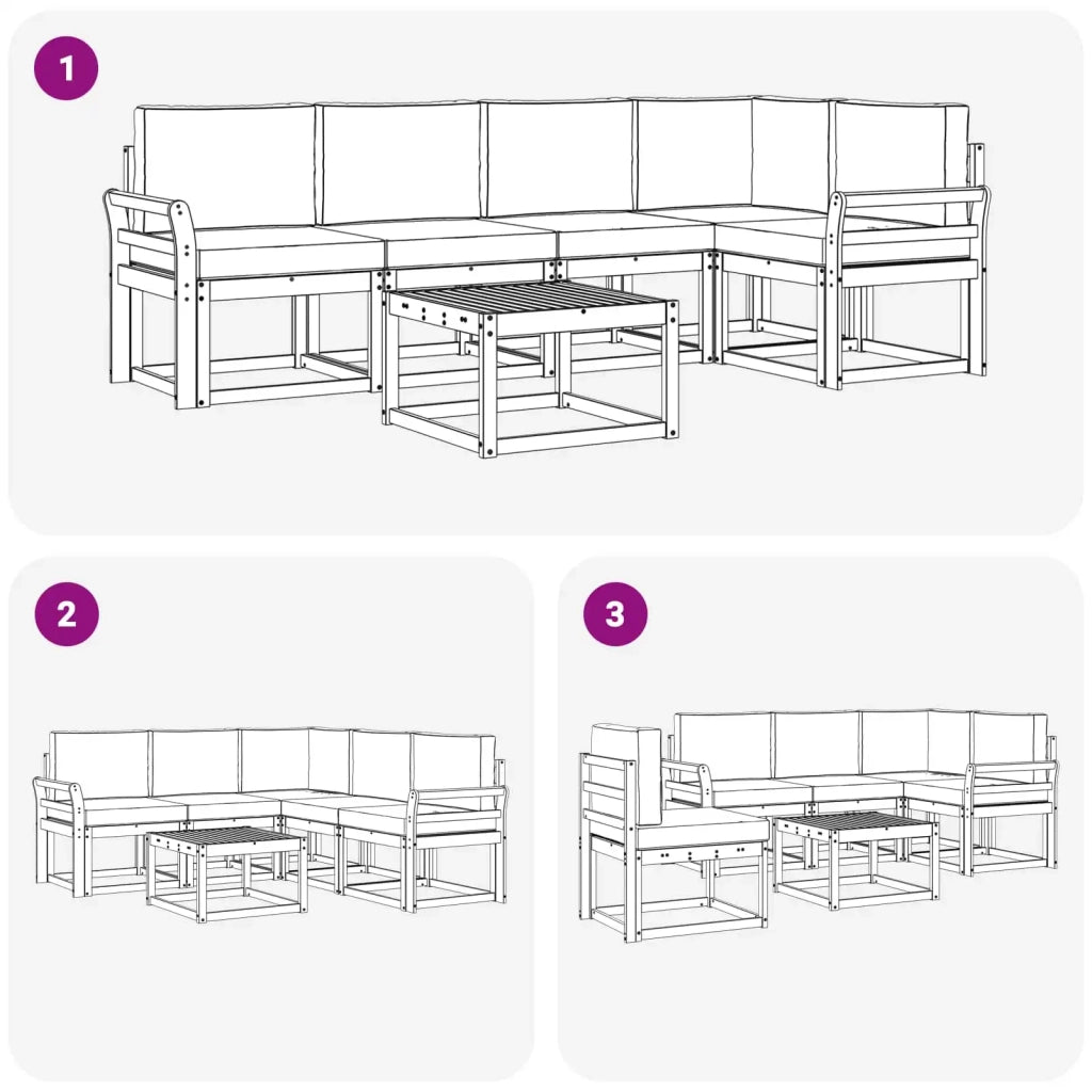 Set di divani da esterno 6 pz Bianco e Beige 3387667