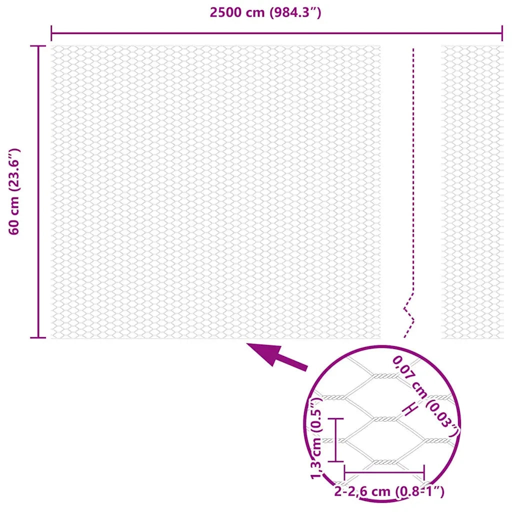 Recinzione Esagonale Grigio 0,6 x 25 m PVC 42005521
