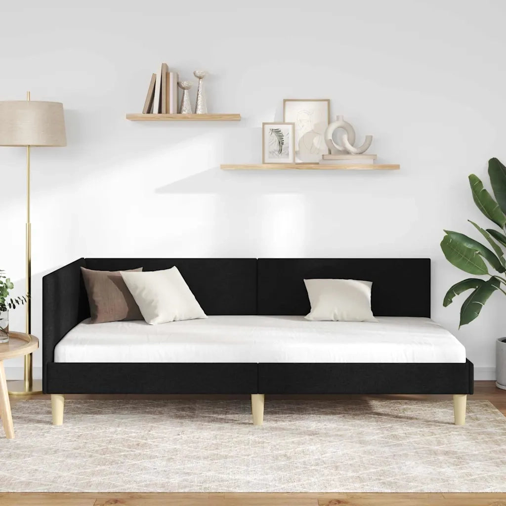 Cornice del letto ad angolo con testiera Nero 100 cm x 200 cm 42016199