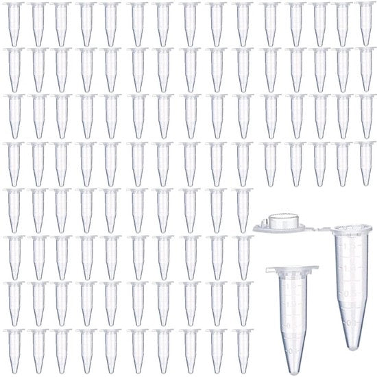 Set di tubi conici in plastica da 1,5 ml - 100 pezzi - con chiusura rapida - tubi da laboratorio