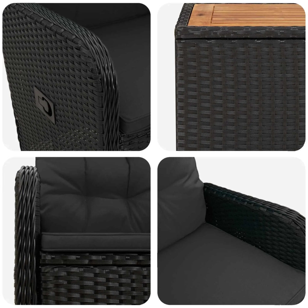 Set Lounge da Giardino 3 pz Nero 3422347