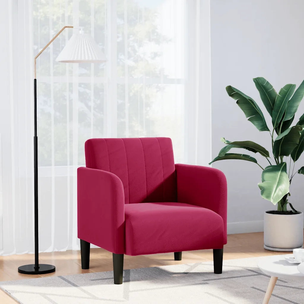 Divano Poltrona | Sedia con Braccioli Rosso Vino 54 cm in Velluto