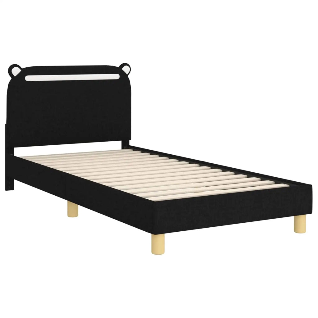 Struttura letto bambini con testata-Giroletto per bambini Nero 90 x 200 cm Tessuto 792370
