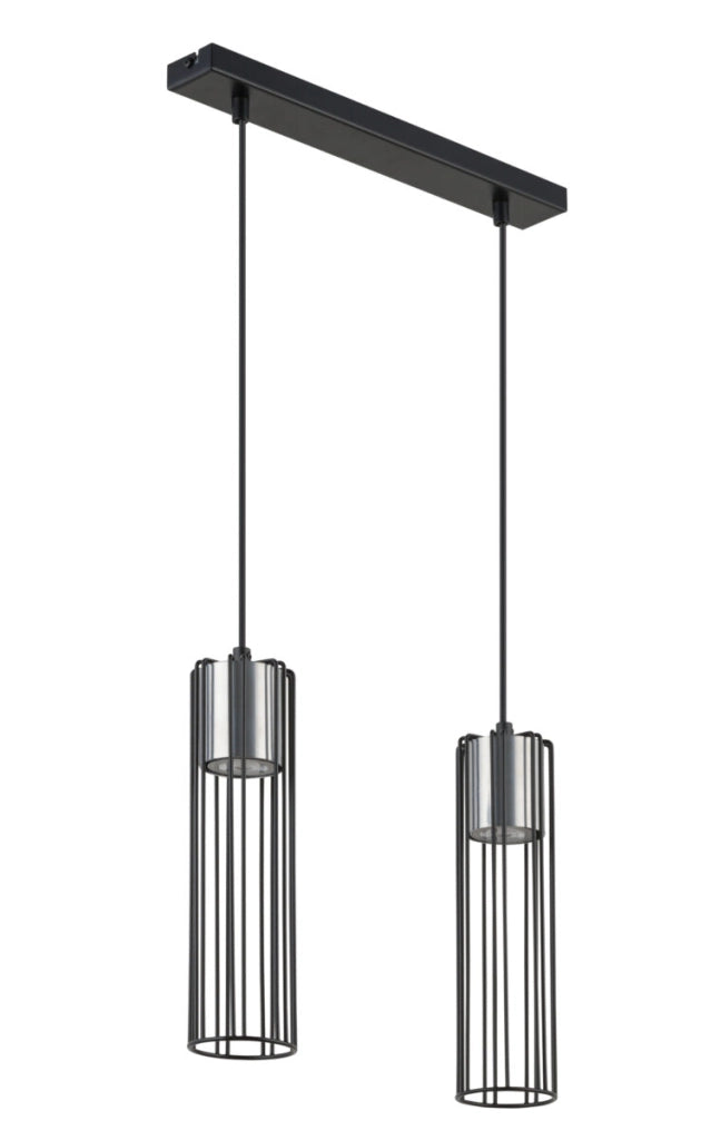 Lampada a sospensione industriale nero/argento 2xGU10 Sigma
