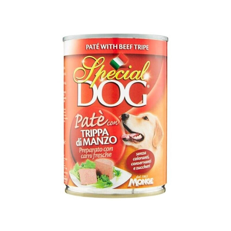 SET DA 6 CONFEZIONI DI SPECIAL DOG PATÈ 400 GR TRIPPA E MANZO