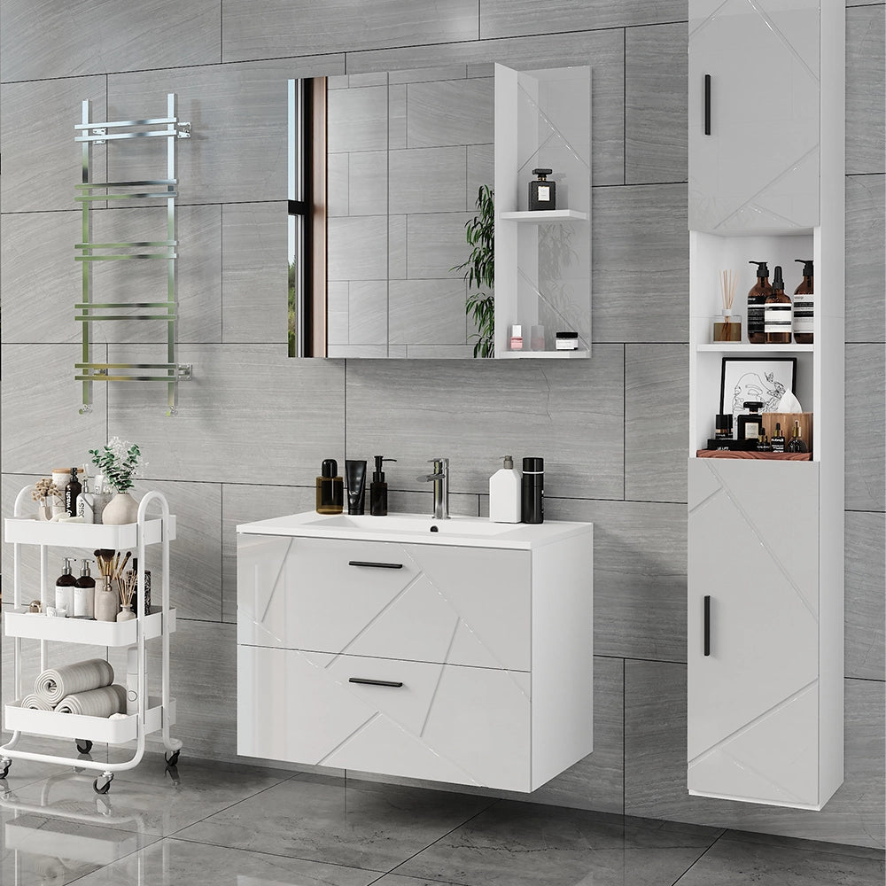 Vicco Set di mobili da bagno Bianco/bianco lucido 4 parti