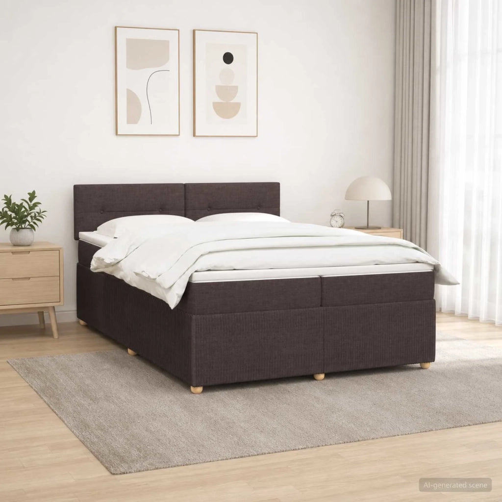 Letto box spring con materasso Marrone Scuro 200 x 200 cm 3453012