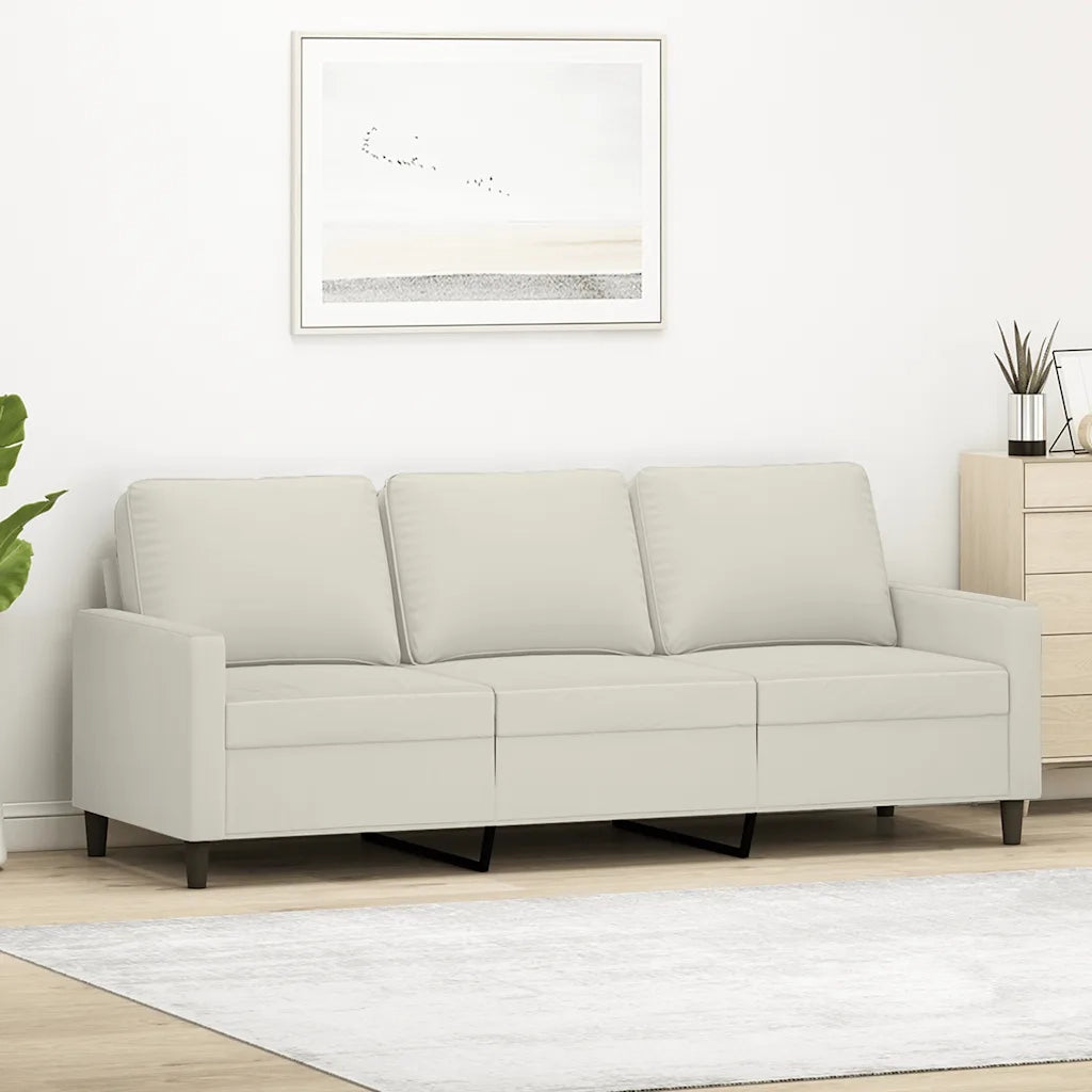 Divano a 3 Posti-Sofa 3 Posti Crema 180 cm in Velluto 204194