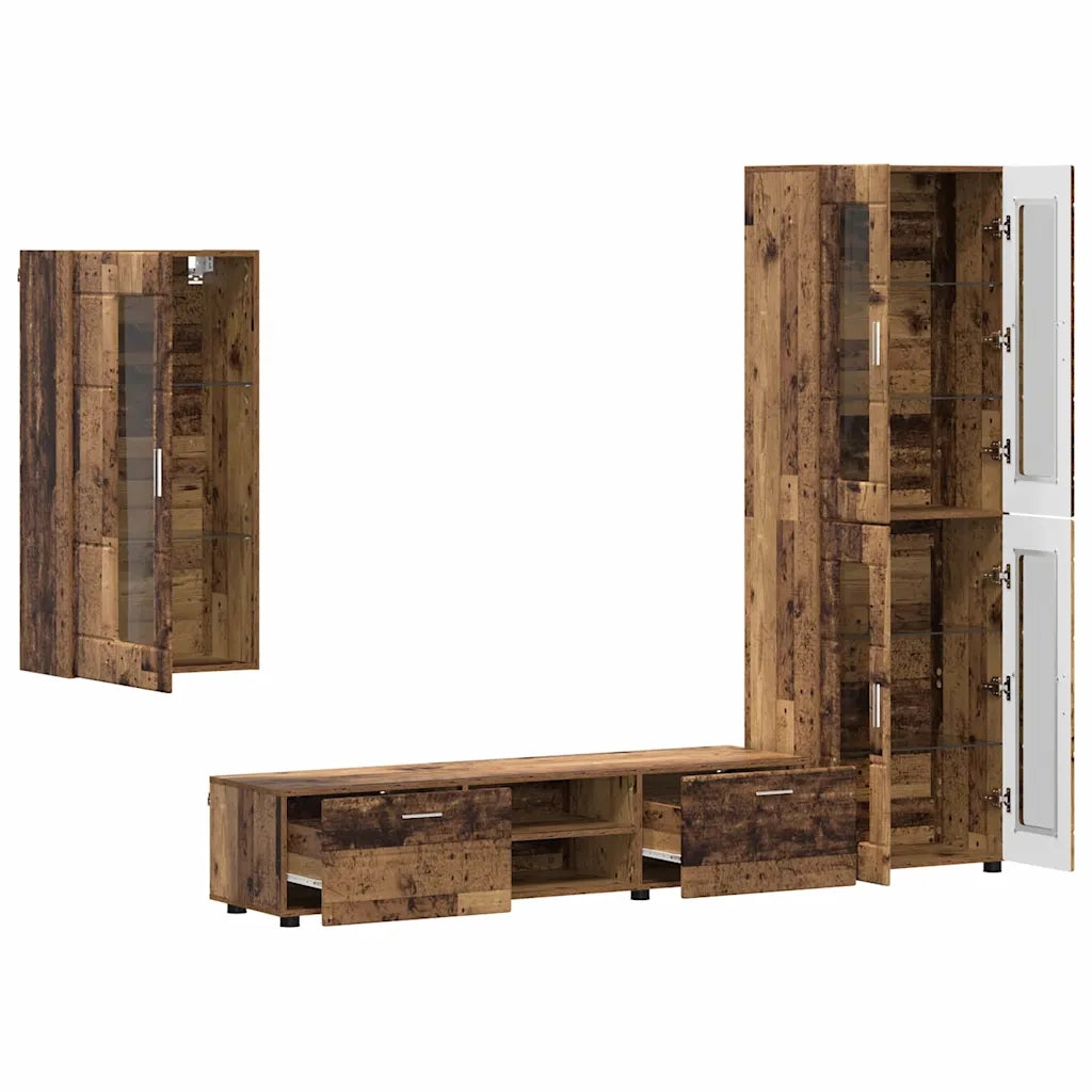 Set mobile TV con porta FLORIN Legno vecchio Legno multistrato