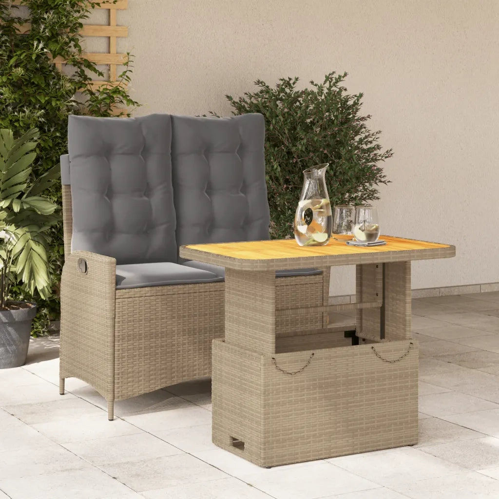 Set da Pranzo da Giardino 2 pz con Cuscini Beige in Polyrattan 3277490