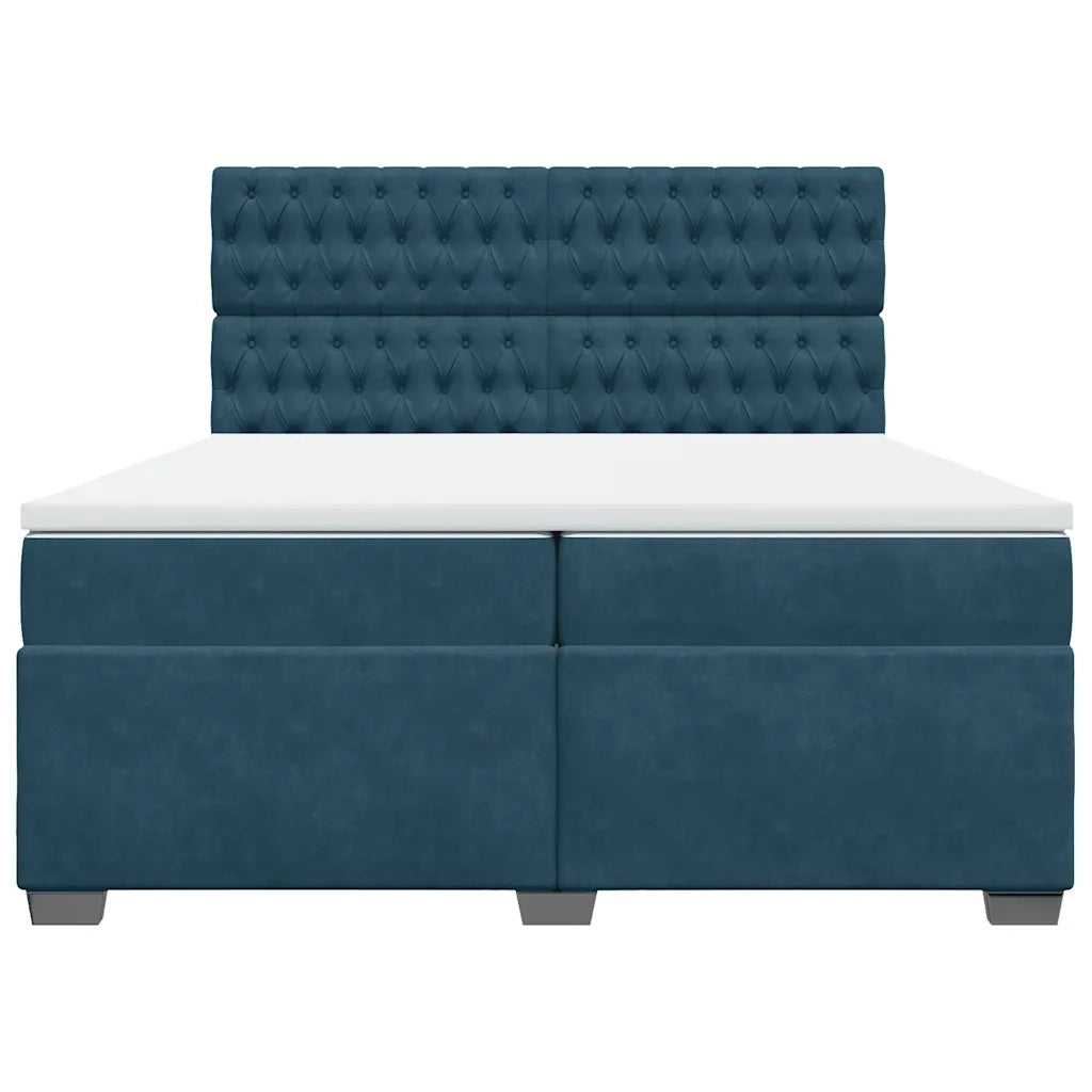 Giroletto a Molle con Materasso Blu 200x200 cm in Velluto