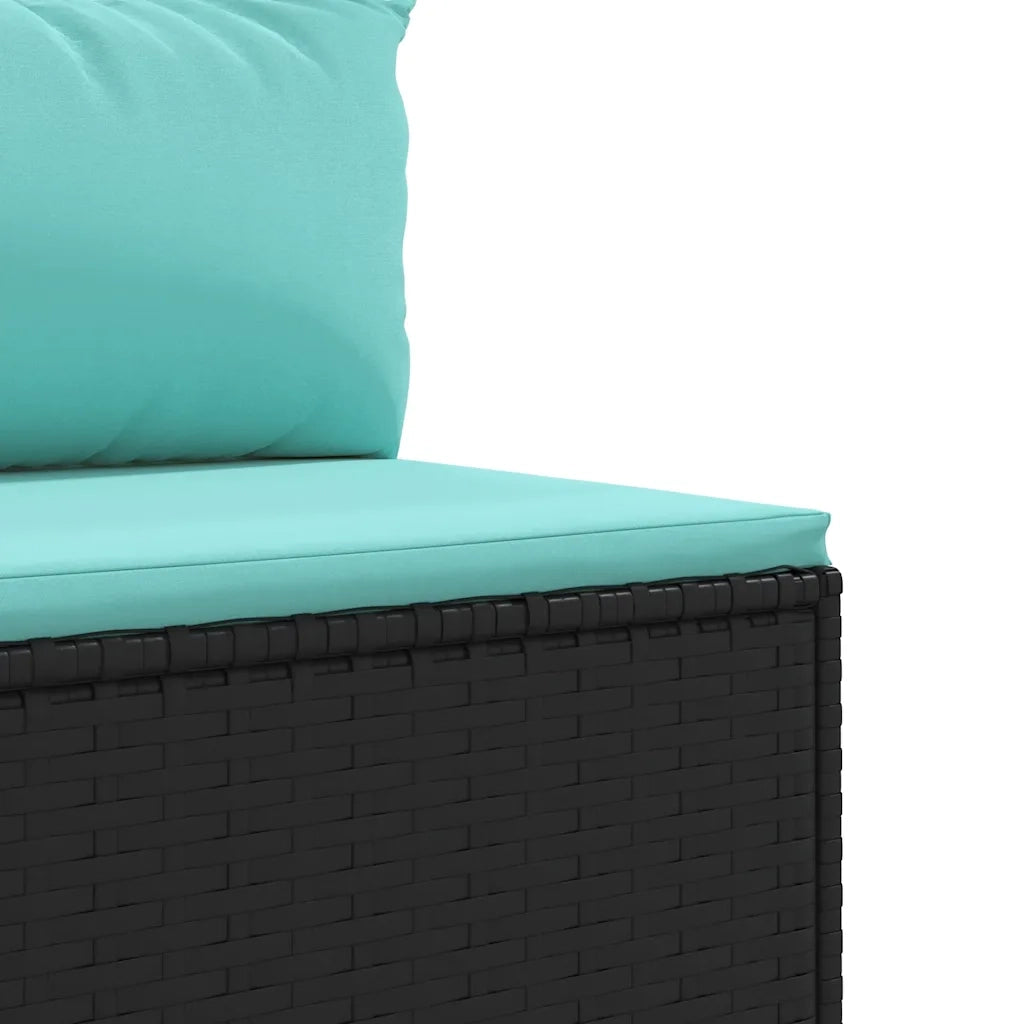 Set Divani da Giardino 9 pz con Cuscini Nero in Polyrattan