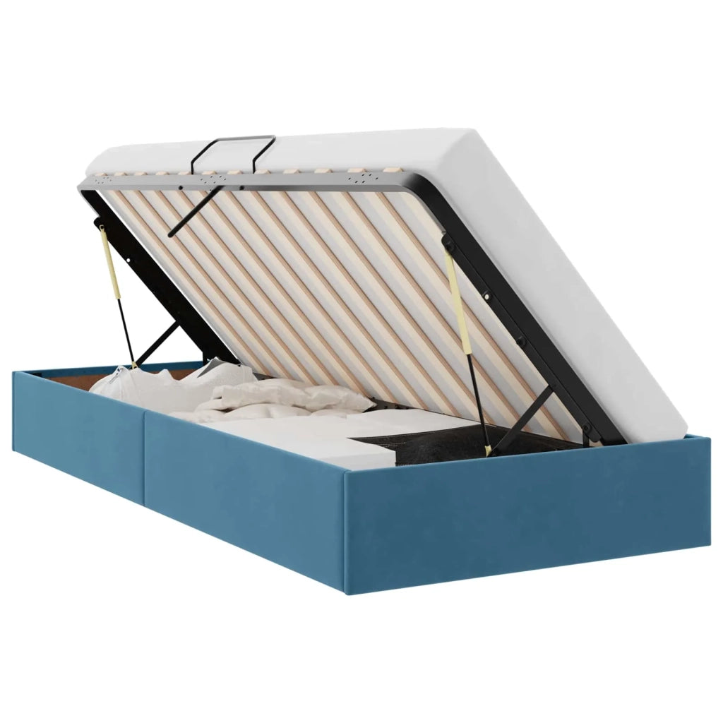Letto ottomano con archiviazione Blu Scuro 90 x 190 cm Velluto 3442854