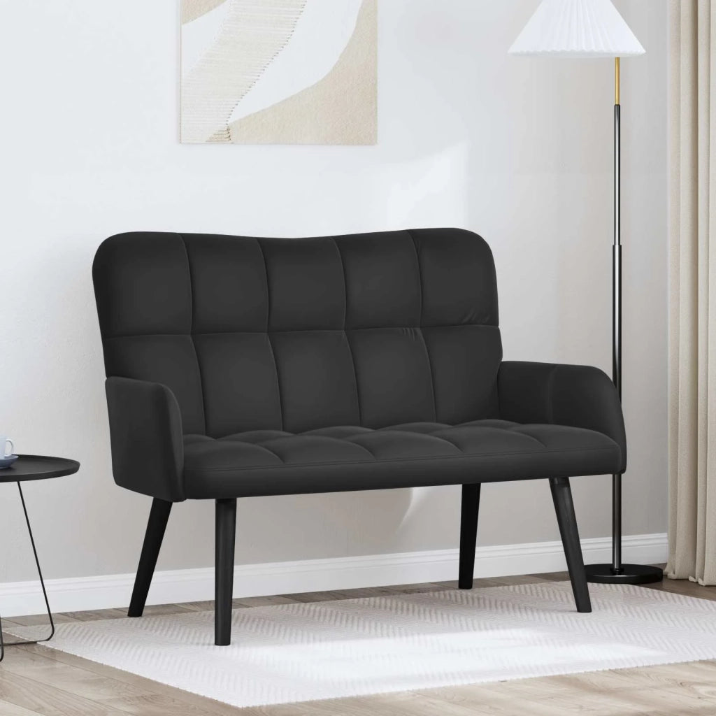 Sofa a Due Posti Nero 115 x 61 x 87 cm Velluto 42028945