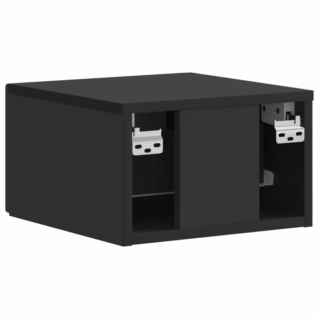 Set di 2 Comodini | Armadio da Notte | Mobiletto da notte a muro Nero 34,5 x 33 x 20 cm